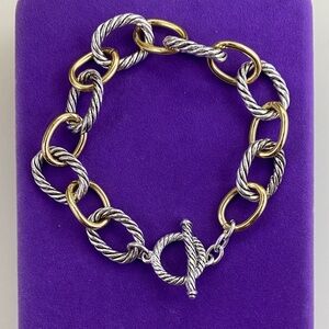 💛 Classic Silver & Gold Cable Chain Toggle Bracelet